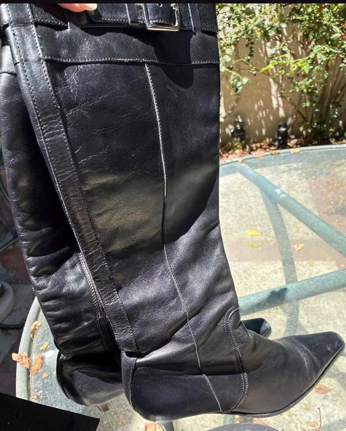 Coach 10B boots in flat black leather, classic knee high "Adrianna", Foto 1 von 3