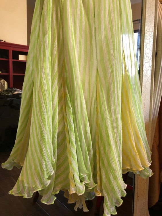 Vintage silk green and yellow parfait skirt - image 3