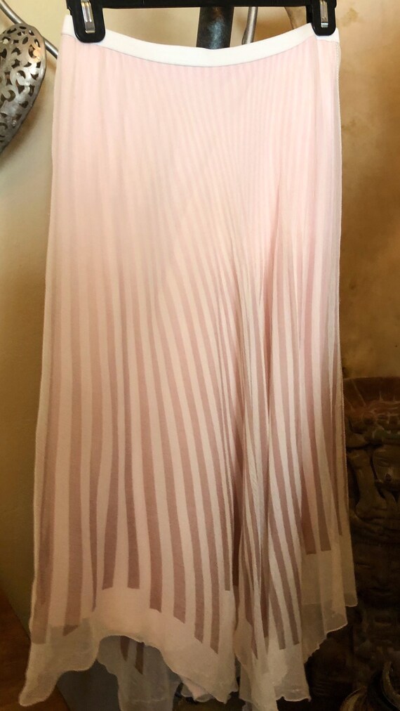 Vintage Rozae Nichols pink striped silk skirt, li… - image 3