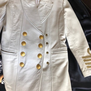 North Beach Leather white leather jacket, small