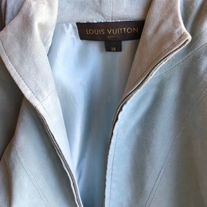 Louis Vuitton vintage 90s light blue suede Hoodie pullover jacket in size EUR 38