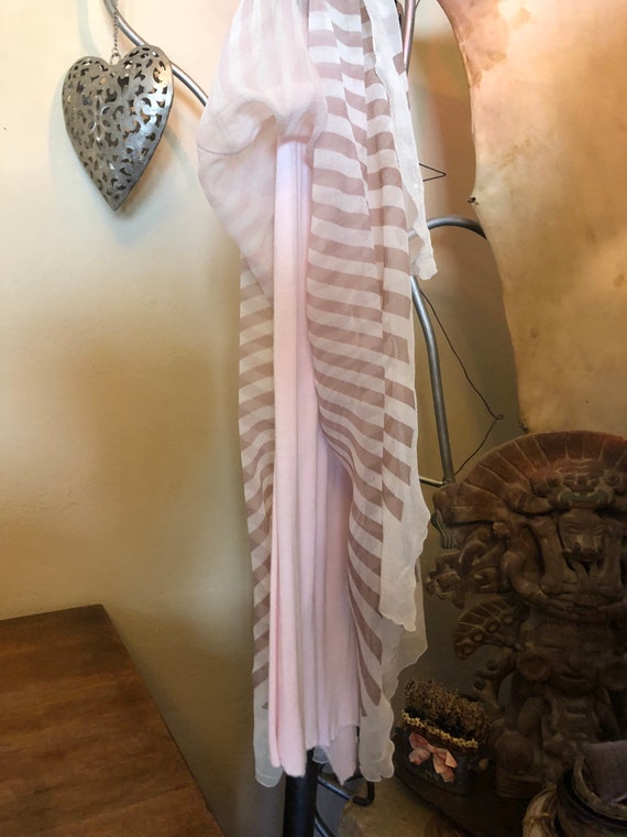 Vintage Rozae Nichols pink striped silk skirt, li… - image 4