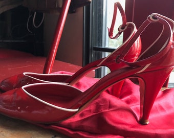 Zapatos de tacón Belle Sigerson Morrison Vintage color rojo manzana y blanco, talla 38