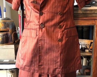 John Paul Gaultier vintage später 90er rost und gold nadelstreifen Hosenanzug
