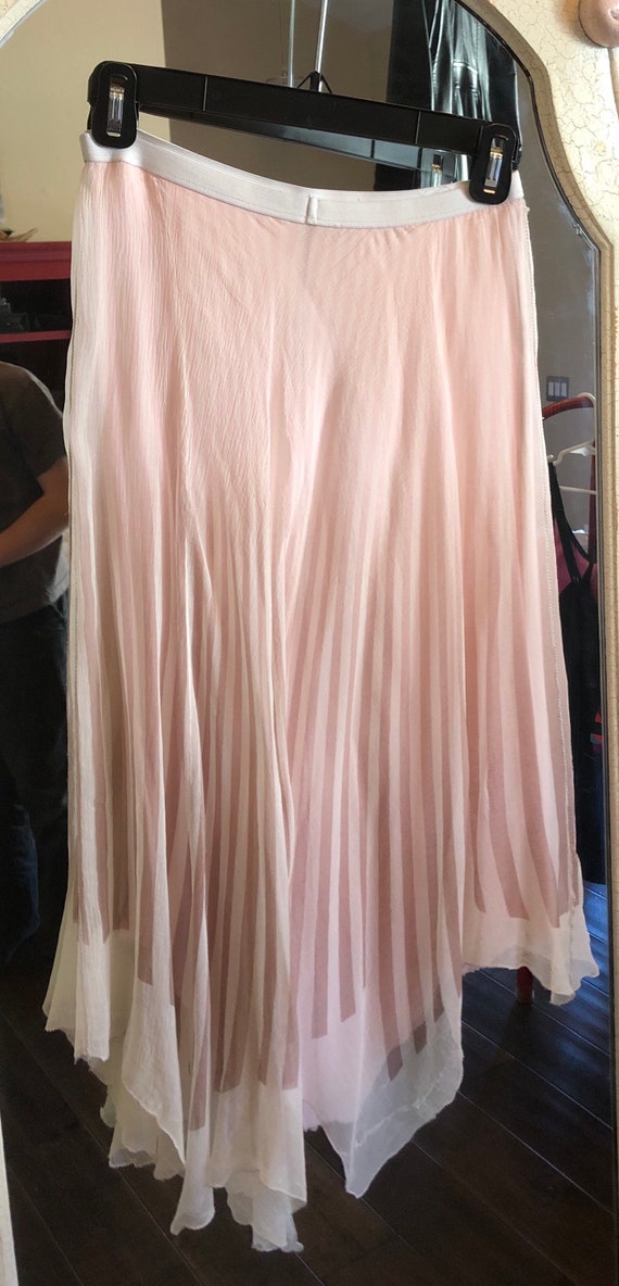 Vintage Rozae Nichols pink striped silk skirt, li… - image 2