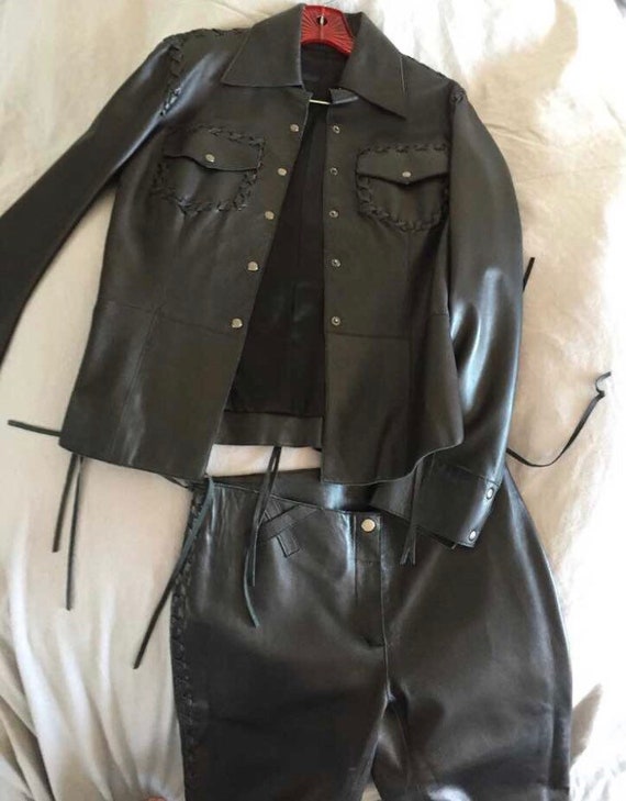 Fringe vintage Rock and Roll western black leathe… - image 1