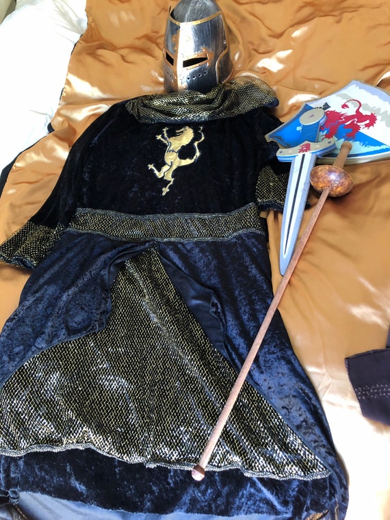 Medieval Knight dress costume and helmet, plus acc