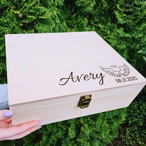Personalized Memory Box with Name and Date, Custom Wooden Keepsake Box, Memorial Box, Sympathy Gift for Loss, Engraved Memory Box