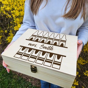 Personalized Wooden Teacher Box, Custom School Supply Keepsake with Name, Classroom Storage, Back to School or End of Year Gift for Teacher