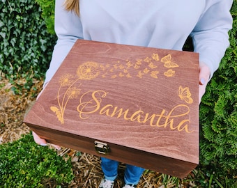 Wooden keepsake Memory Box, Engraved Wooden Box, retirement, coworker, newborn, Gift, Mothers day box, Gift MOM sister daughter