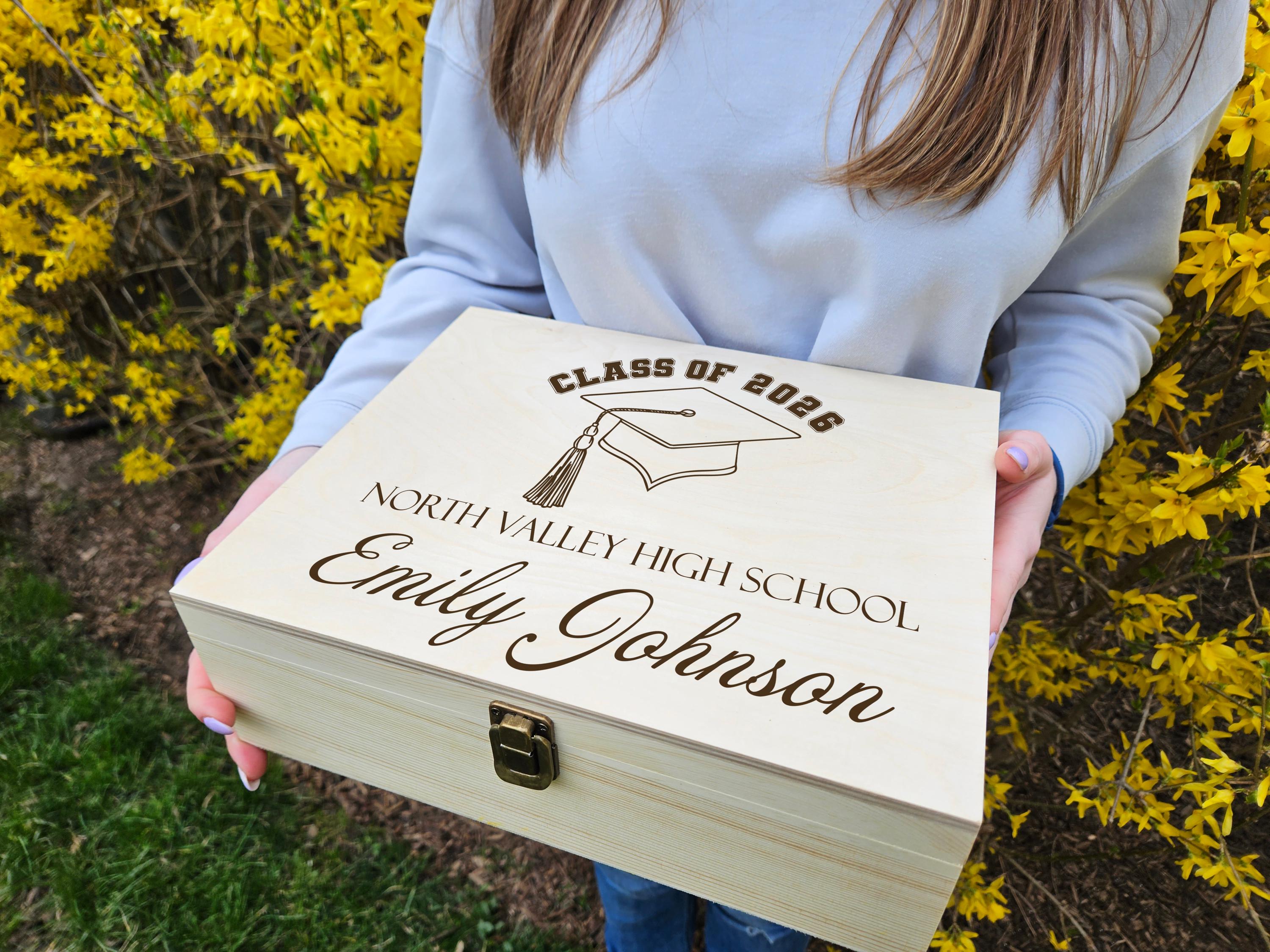 Timber Graduation Box Engraved Wooden Memory Box: Graduation Keepsake, Class Of - Etsy