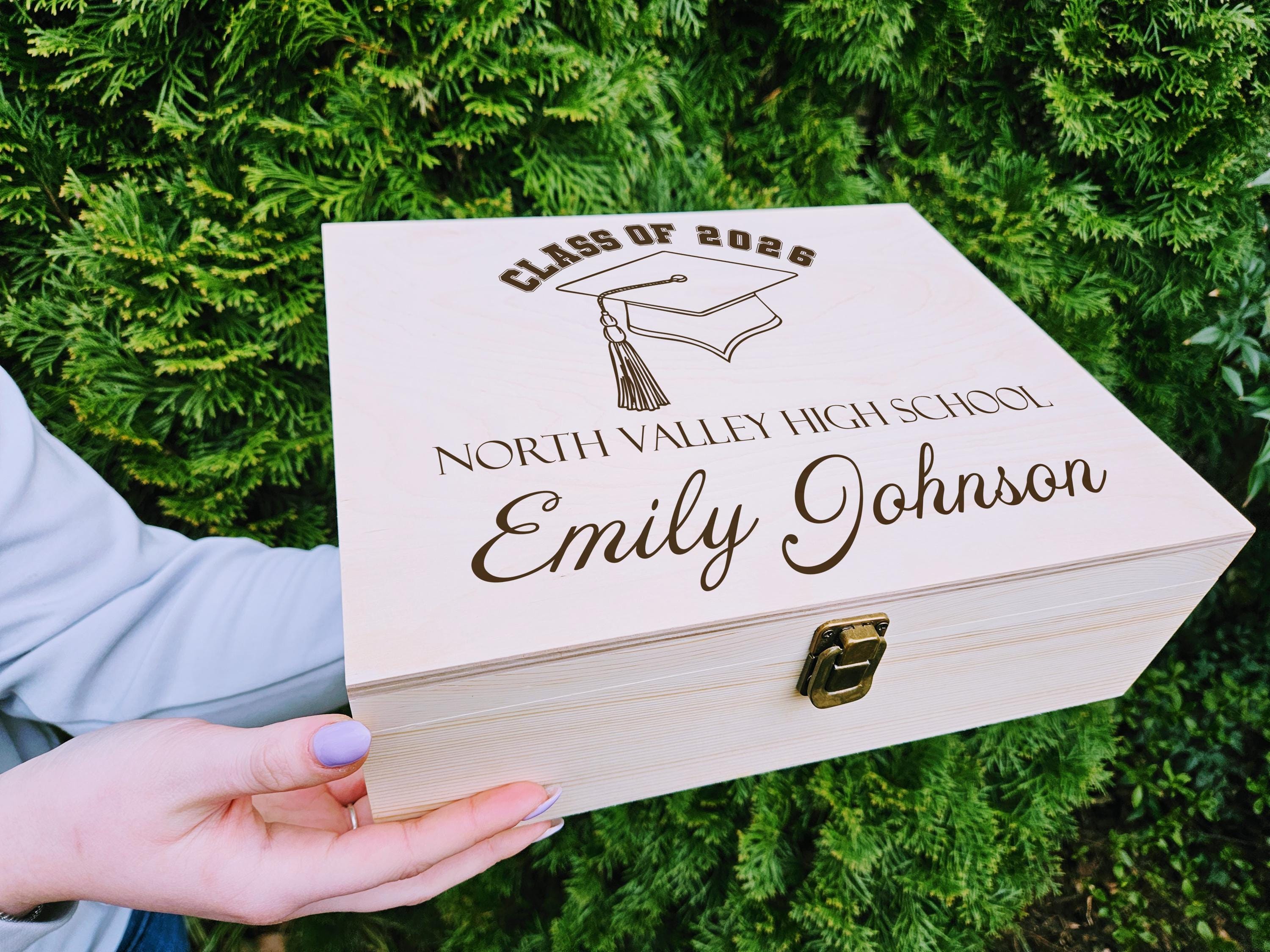 Timber Graduation Box Engraved Wooden Memory Box: Graduation Keepsake, Class Of - Etsy