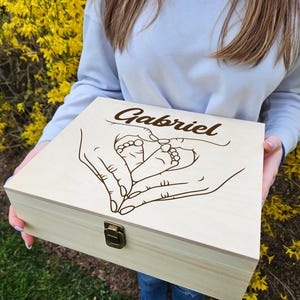 Engraved Wooden Keepsake Box: Baby Shower Memory Box