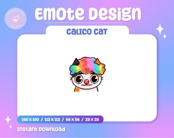 Twitch Clown Emote | Cute Clown Emote | Calico Cat Emote | Kawaii Cat Emote | Discord Emote | Twitch Emote | Kick Emote