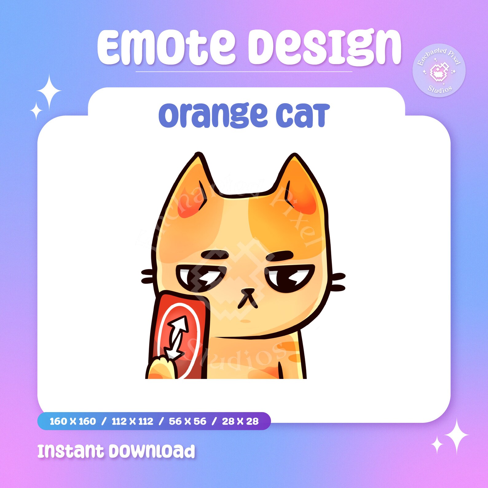 Cute Chibi Reverse Card Emote Twitch Orange Tabby Kitty Cat Emote Emoji ...