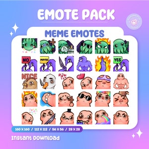 Zestaw najlepszych memów streamerów | 30 głupich emotikonów Twitch | Zabawne emotikony PP String Worm Cthulhu Discord Kick Trovo Emote Bundle