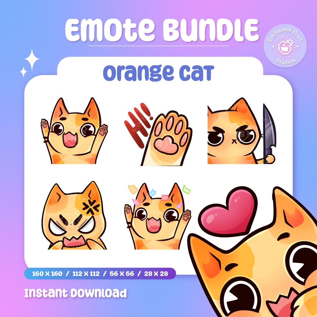Kawaii Orange Tabby Cat Twitch Emoji Pack 6 Cute Chibi Cat Etsy