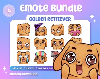 Golden Retriever Emote Pack | Dog Emotes | Goldie twitch Emote | Retriever Emotes | Cute Dog Emotes | Kawaii dog emotes | Meme emotes