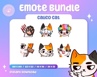 Kawaii Calico Cat Emotes | Cute Calico Cat Emotes | Cat Twitch Emotes | Twitch Sub Emotes | Twitch Discord Youtube Kick Emotes | Streaming