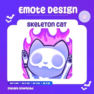 Let It Burn Cat Meme Emote / Pastel Cat Meme Emote / Fuego Emote / Burning Emote / Twitch Kitty Halloween Skeleton Emote