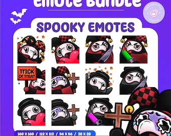 Pacchetto emote Ultimate del Dottore della Peste / 12 emote dello streamer Jester Plague Doctor / Emote dello streamer spettrale / Emoticon dei giochi horror dei meme