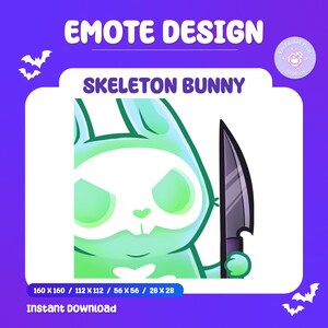 Cute Bunny Knife Emote for Twitch & Discord | Cozy Pastel Gamer Emote | Cute Pastel Lofi Streaming Graphics | Instant Download