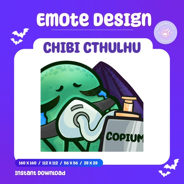 Copium Meme Twitch Emote | Chibi Cthulhu Oxygen Emoji | Cute Kawaii Animal Emotes | Funny Meme Streamer Emotes | Instant Download