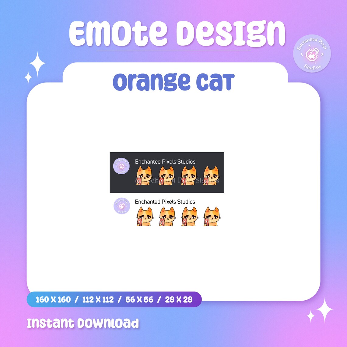Cute Chibi Reverse Card Emote Twitch Orange Tabby Kitty Cat Emote Emoji ...