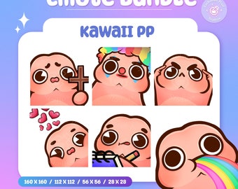 6 Cute Animal Emotes | Twitch Streamer Emote Pack | Clown Brain Love Noted Jumpscare Rainbow Emote Pack | Kick Discord Meme Emote Set
