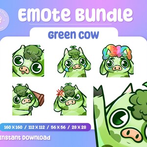 Cow Emote Bundle | Cute Emote Pack | Kawaii Emote Pack | Sub Emotes | Cute Cow Emotes | Discord Emotes
