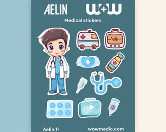 Stickers, autocollants de médecine, medical stickers, santé, médecin, hôpital, infirmière, infirmier, print, imprimés, nurse, doctor