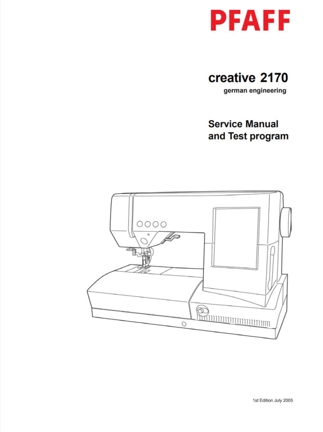 PFAFF Creative 2170/2144/2140 Machine Repair / Service / Test Program
