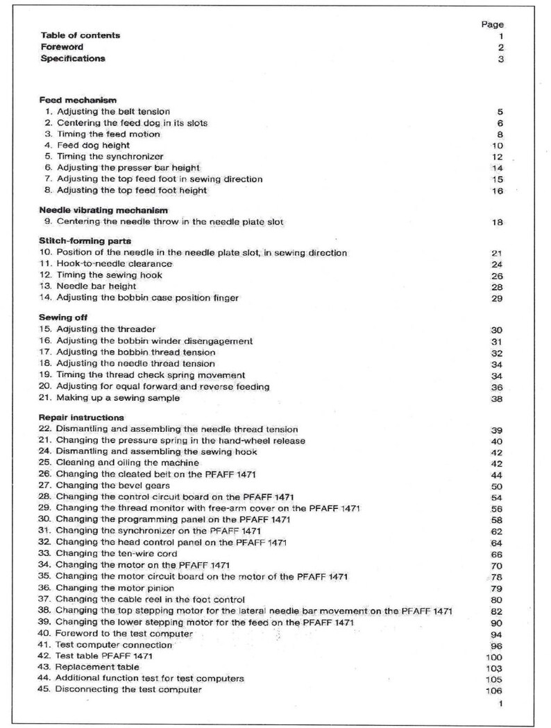 PFAFF Creative 1471 Sewing Machine Repair / Service Manual Etsy