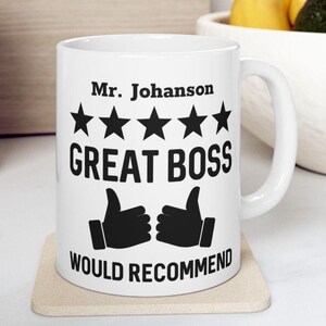 Great Boss Personalized Thumbs Up Mug, Female Boss Mug, Boss Day Appreciation Gift, Boss Christmas Gift, Male Boss Gift, 11 or 15 oz Mug
