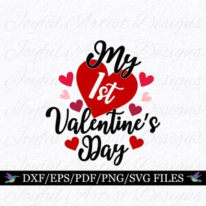 Ma 1ère conception de petite fille de la Saint-Valentin, bébé Saint-Valentin bavoir rot Body en tissu svg png pdf dxf eps couper fichier Cricut
