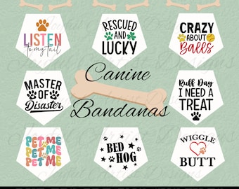 Dog Bandana SVG Bundle: Funny Dog Quotes, Fur Mom Designs (Cut Files, PNG)