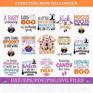 Gravidez Maternidade Esperando Mamãe Desenhos De Halloween Bebê Preparando Revelação Em Breve Mãe Casal Camisa SVG png pdf dxf eps Arquivo De Corte Cricut