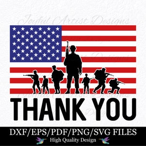 Dank u Amerikaanse strijdkrachten veteraan Amerikaanse soldaat Amerikaanse militaire held dank u kaart sticker gazon vlag mok teken SVG png pdf bestanden knippen Cricut