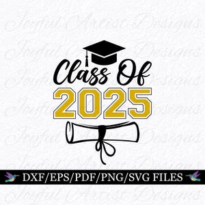 Klasse 0f 2025 SVG Png, Senior College Graduate Design, Abschlussfeier Dekor, letzter Schultag, Mütze und Diplom, Grad Cut File Cricut