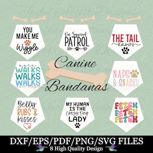 Ensemble bandana pour chien, lot de citations de chien, lot de chemise pour chien, lot de SVG pour animaux de compagnie, dictons de chien drôle fourrure maman png pdf dxf eps fichier de coupe Cricut