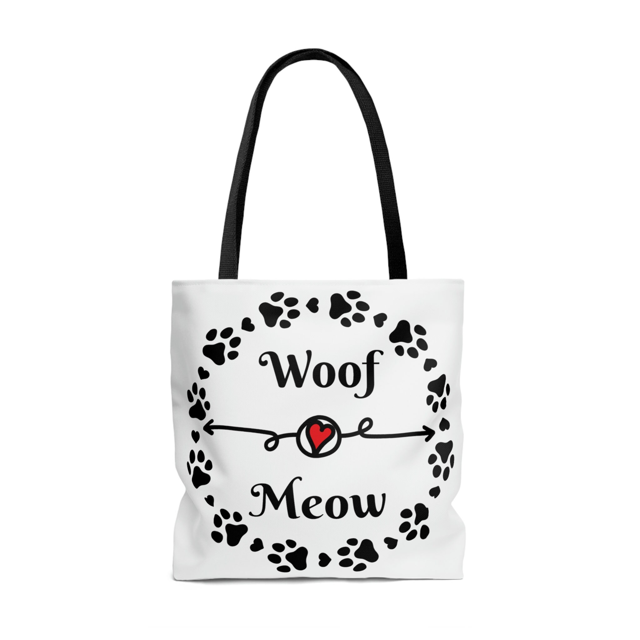 Dog and Cat Heart Paw Print Tote Bag Pet Lover Tote Bag Dog Etsy