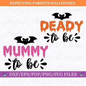 Gravidez Maternidade Esperando Mamãe e Papai Desenhos de Halloween Bebê Revelação Anúncio Casais Camisa SVG png pdf dxf eps Arquivo de Corte Cricut