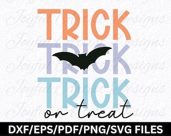 Retro Trick or Treat Design: Stacked Halloween SVG, PNG, PDF (Digital Download)
