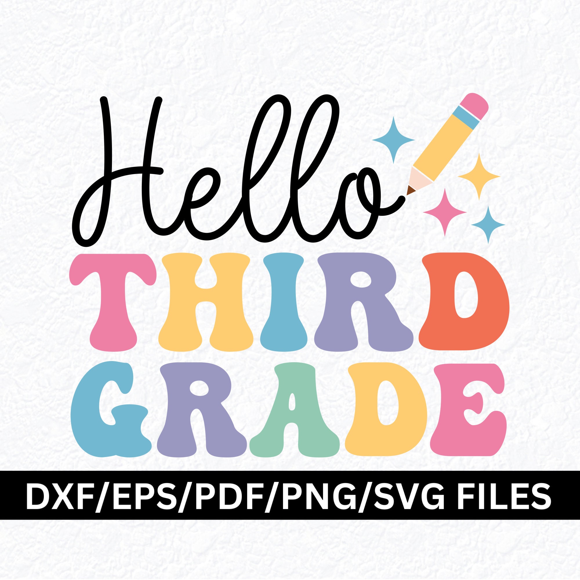 Hallo dritte Klasse SVG PNG Klasse Shirt SVG Klassenzimmer Dekor svg Erster Schultag svg Lehrer svg Klassenzimmer Poster Zeichen svg