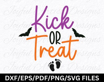 Funny Halloween Pregnancy Announcement: Kick or Treat SVG (Digital Files)