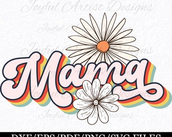 Retro Daisy Mama Design, (svg, png, pdf, eps, dxf)