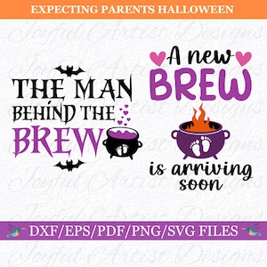 Gravidez Maternidade Esperando Mamãe e Papai Desenhos de Halloween Bebê Revelação Anúncio Casais Camisa SVG png pdf dxf eps Arquivo de Corte Cricut