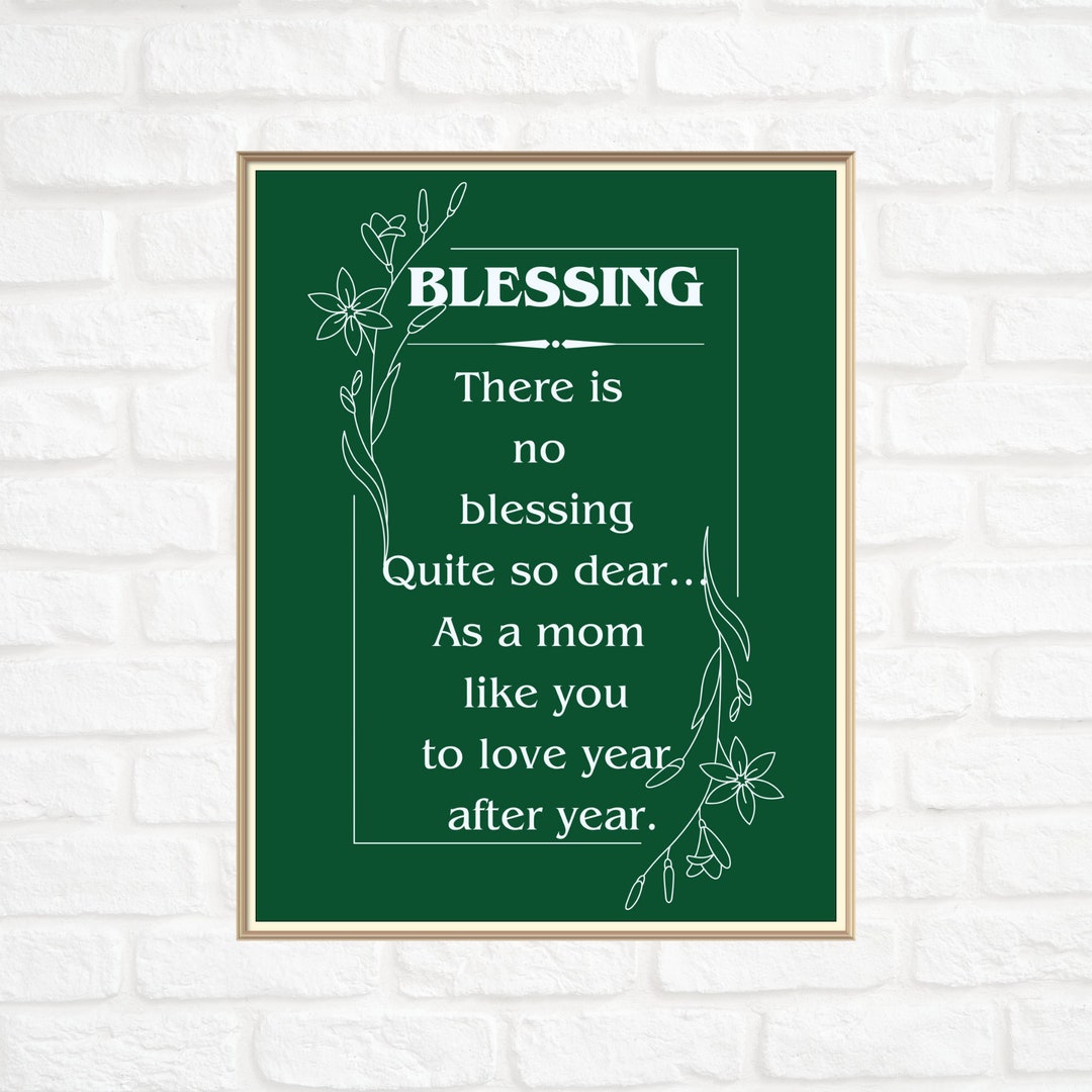 Blessing Printable Mom Poem Wall Art Digital PNG, Mother Wall Decor Print PNG, Wall Hanging