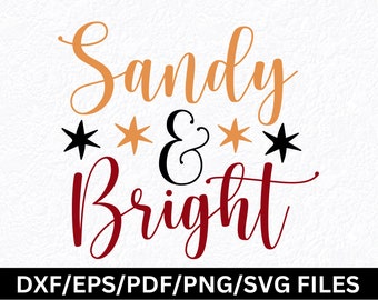 Sandy & Bright SVG: Diseño de camiseta navideña costera, decoración del hogar y bandera (descarga digital)