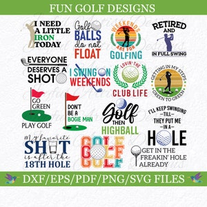 Paquete de golf Citas divertidas de golf para hombres mujeres jugador de golf golfista camisa taza vaso regalo para él para su SVG png pdf dxf eps Cut File Cricut